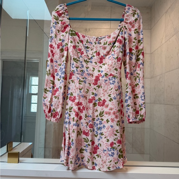 Reformation Dresses & Skirts - Reformation Pink Floral Long Sleeve Mini Dress